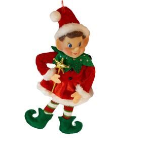 NWT Modern Christmas Pixie Elf Ornament Dress Shelf Sitter Glenhaven Poseable 8"